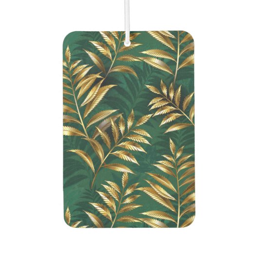 Désodorisant Pour Voiture Motif sans couture avec des fougères dorées (Devant)