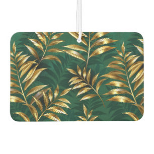 Désodorisant Pour Voiture Motif sans couture avec des fougères dorées