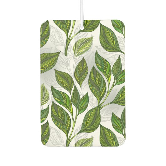 Désodorisant Pour Voiture Motif sans couture avec Feuilles de thé vert (Devant)