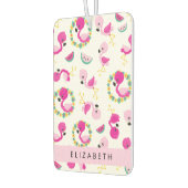 Désodorisant Pour Voiture Motif tropical, Flamants roses, Fleurs, Votre Nom (Gauche)