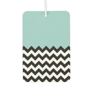 Désodorisant Pour Voiture Motif Zigzag noir et blanc, Chevron, Bleu