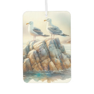Désodorisant Pour Voiture Mouettes côtières aquarelle paysage marin