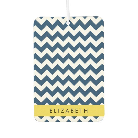 Désodorisant Pour Voiture Navy Blue Zigzag, Navy Blue Chevron, Votre nom (Devant)