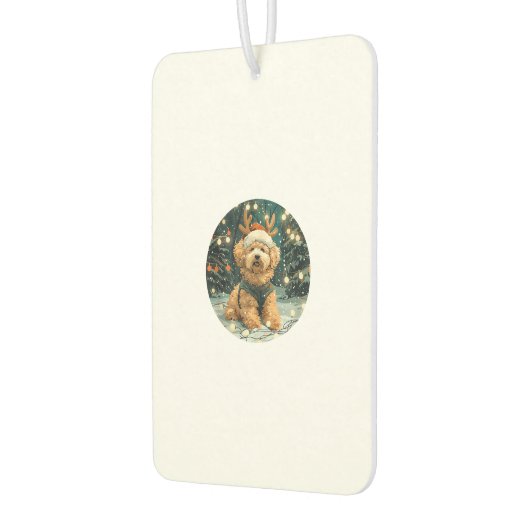 Désodorisant Pour Voiture Noël Cavapoo Reindeer Chien Santa Hat Cute Holi (Gauche)