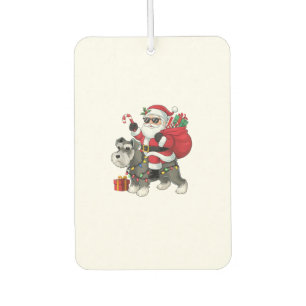 Désodorisant Pour Voiture Noël Éclairage Père Noël équitation Schnauzer Chie