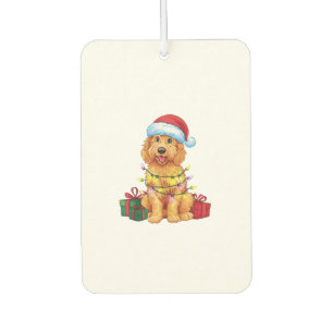 Désodorisant Pour Voiture Noël Éclairage Santa Chapeau Goldendoodle Chien No