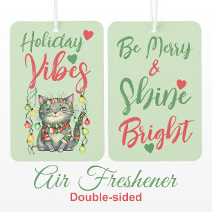 Désodorisant Pour Voiture Noël mignon chat vacances vert rouge