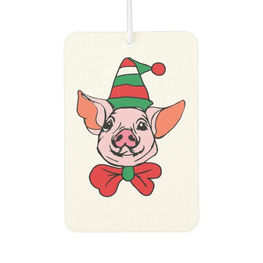 Désodorisant Pour Voiture noël mignon garçon cochon fête salutations de la f (Devant)