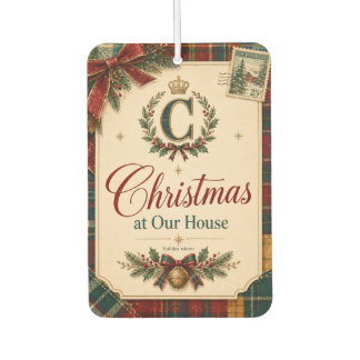 Désodorisant Pour Voiture Noël vintage avec ruban tartan, clochettes en lait