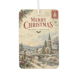 Désodorisant Pour Voiture Noël Vintage Élégant, style Carte Postale Rétro