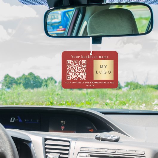 Désodorisant Pour Voiture Nom commercial logo rouge code qr