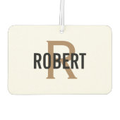 Désodorisant Pour Voiture Nom de monogramme noir en or moderne (Dos)