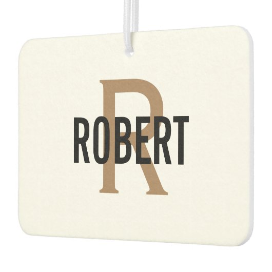 Désodorisant Pour Voiture Nom de monogramme noir en or moderne (Gauche)