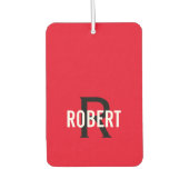 Désodorisant Pour Voiture Nom de monogramme rouge moderne (Devant)