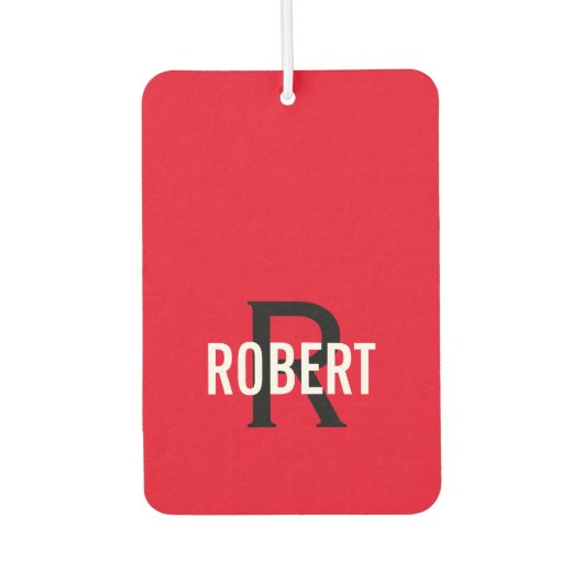 Désodorisant Pour Voiture Nom de monogramme rouge moderne (Devant)
