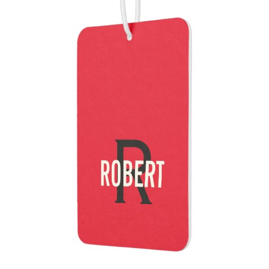 Désodorisant Pour Voiture Nom de monogramme rouge moderne (Gauche)