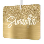 Désodorisant Pour Voiture Nom du script de pinceau Glittery Gold Glam (Gauche)