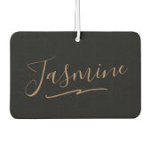 Désodorisant Pour Voiture Nom du script féminin en or noir moderne (Devant)