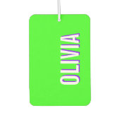 Désodorisant Pour Voiture Nom moderne 3D blanc Indigo | Cool vert tendance (Devant)