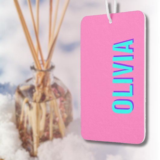 Désodorisant Pour Voiture Nom moderne Neon Blue 3D | Cool tendance rose