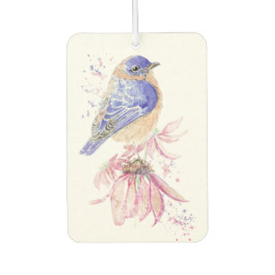 Désodorisant Pour Voiture Nom personnalisé Aquarelle Bluebird Garden Oiseau