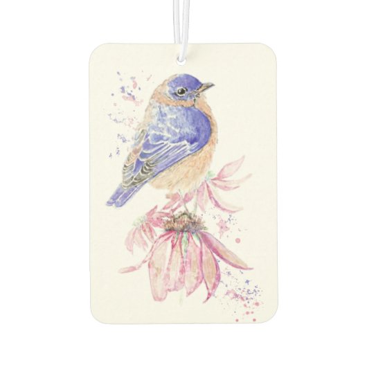 Désodorisant Pour Voiture Nom personnalisé Aquarelle Bluebird Garden Oiseau  (Dos)