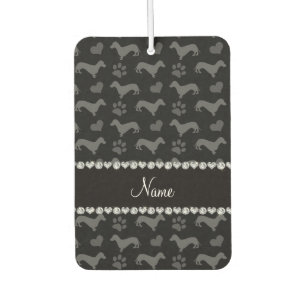Désodorisant Pour Voiture Nom personnalisé noir dachshunds coeurs pattes