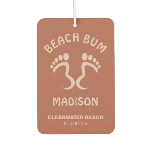 Désodorisant Pour Voiture Nom personnalisé, texte et couleur Beach Bum