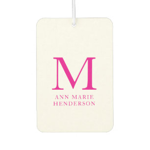 Désodorisant Pour Voiture Nom rose chaud et monogramme