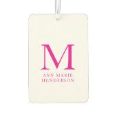Désodorisant Pour Voiture Nom rose chaud et monogramme (Dos)