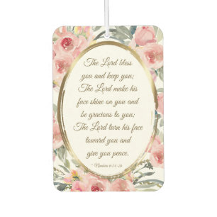 Désodorisant Pour Voiture Numéros 6:24-26 Le Seigneur vous bénisse Floral ro