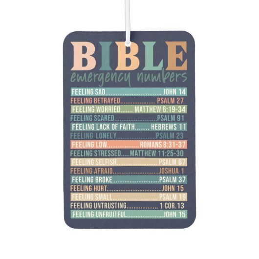 Désodorisant Pour Voiture Numéros d'urgence biblique Versets (Devant)