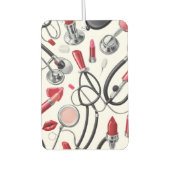 Désodorisant Pour Voiture Nurse Glam – Stethoscope & Lipstick Pattern (Devant)