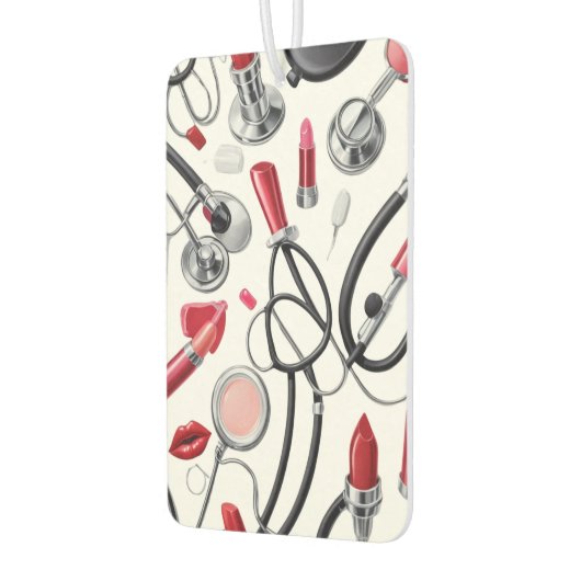 Désodorisant Pour Voiture Nurse Glam – Stethoscope & Lipstick Pattern (Gauche)
