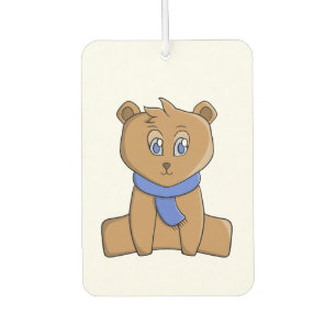 Désodorisant Pour Voiture Ours en peluche portant une écharpe bleue