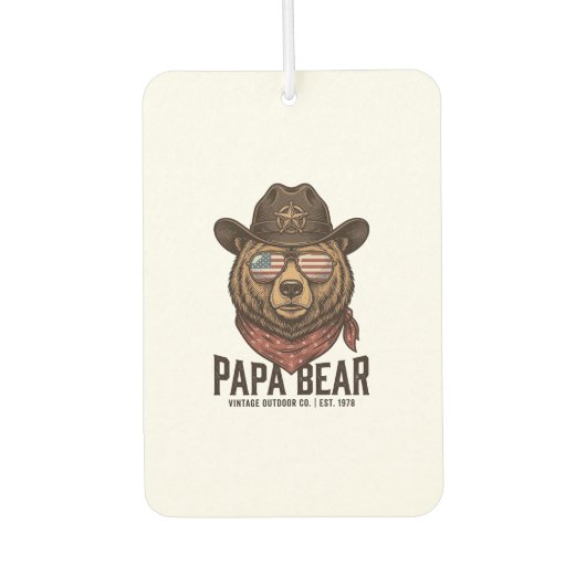 Désodorisant Pour Voiture Ours Papa Cowboy Ours Patriote Vintage Vector Des (Devant)