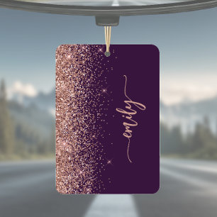 Désodorisant Pour Voiture Pailleté or rose personnalisé violet