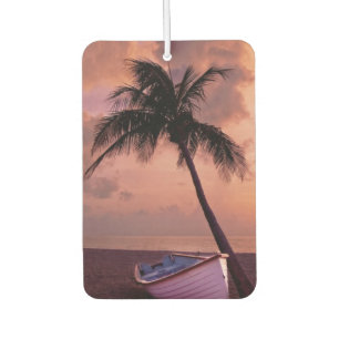 Désodorisant Pour Voiture Palm Tree and Boat Beach Sunset