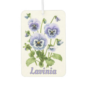 Désodorisant Pour Voiture Pansies violettes Art Botanique Personnalisé