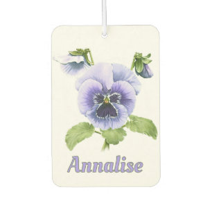 Désodorisant Pour Voiture Pansies violettes Art Botanique Personnalisé