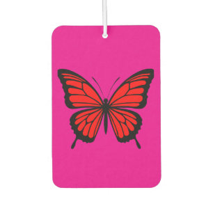 Désodorisant Pour Voiture Papillon Rouge Vintage sur Fond Rose