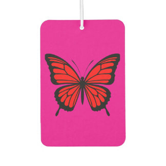 Désodorisant Pour Voiture Papillon Rouge Vintage sur Fond Rose