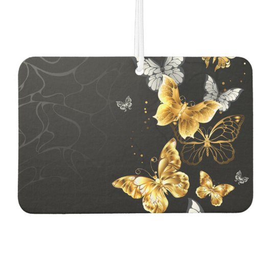 Désodorisant Pour Voiture Papillons blancs et dorés (Devant)