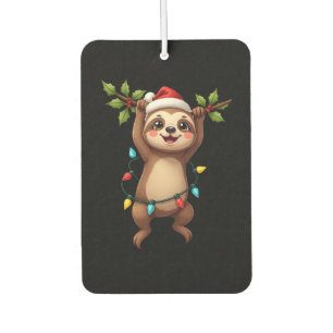 Désodorisant Pour Voiture Paresseux de lumières de Noël portant un chapeau d