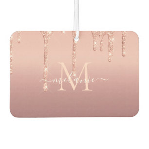 Désodorisant Pour Voiture Parfum d'ambiance en rose gold avec texte de nom e