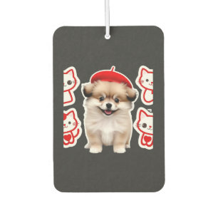 Désodorisant Pour Voiture Paris Pup & Kitty Crew � Chien et Chat au Béret Mi