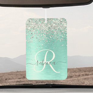 Désodorisant Pour Voiture Parties scintillant argentée turquoise en métal br