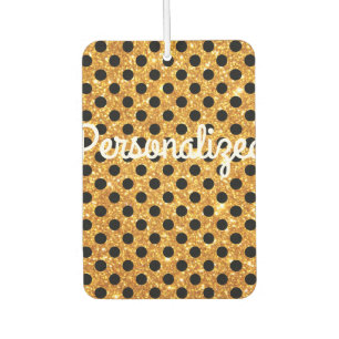Désodorisant Pour Voiture Parties scintillant d'or personnalisée Pois noirs