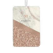 Désodorisant Pour Voiture Parties scintillant or rose et monogramme en marbr (Dos)