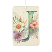 Désodorisant Pour Voiture Pastel Floral Aquarelle Monogramme Fleurs Faisy (Devant)